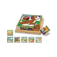 melissa & doug puzzle cube animaux de compagnie, 6 puzzles,cadeau pour enfants de 2 3 4 ans,jouet classique en bois montessori, jouets d'éveil et 1er âge, jouets éducatifs et de développement