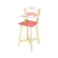 hape accessoire poupon bébé chaise haute en bois - chaise haute poupée blanche et rose ennfant dès 3 ans - encourage les jeux d'imitation, développe imagination, capacités sociales & language