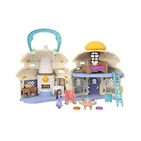 mattel disney wish, asha et la bonne étoile - cottage d’asha du royaume de rosas coffret avec mini poupée et maison de poupée, 1 figurine star et plus de 15 accessoires, jouets de voyage, hrh76